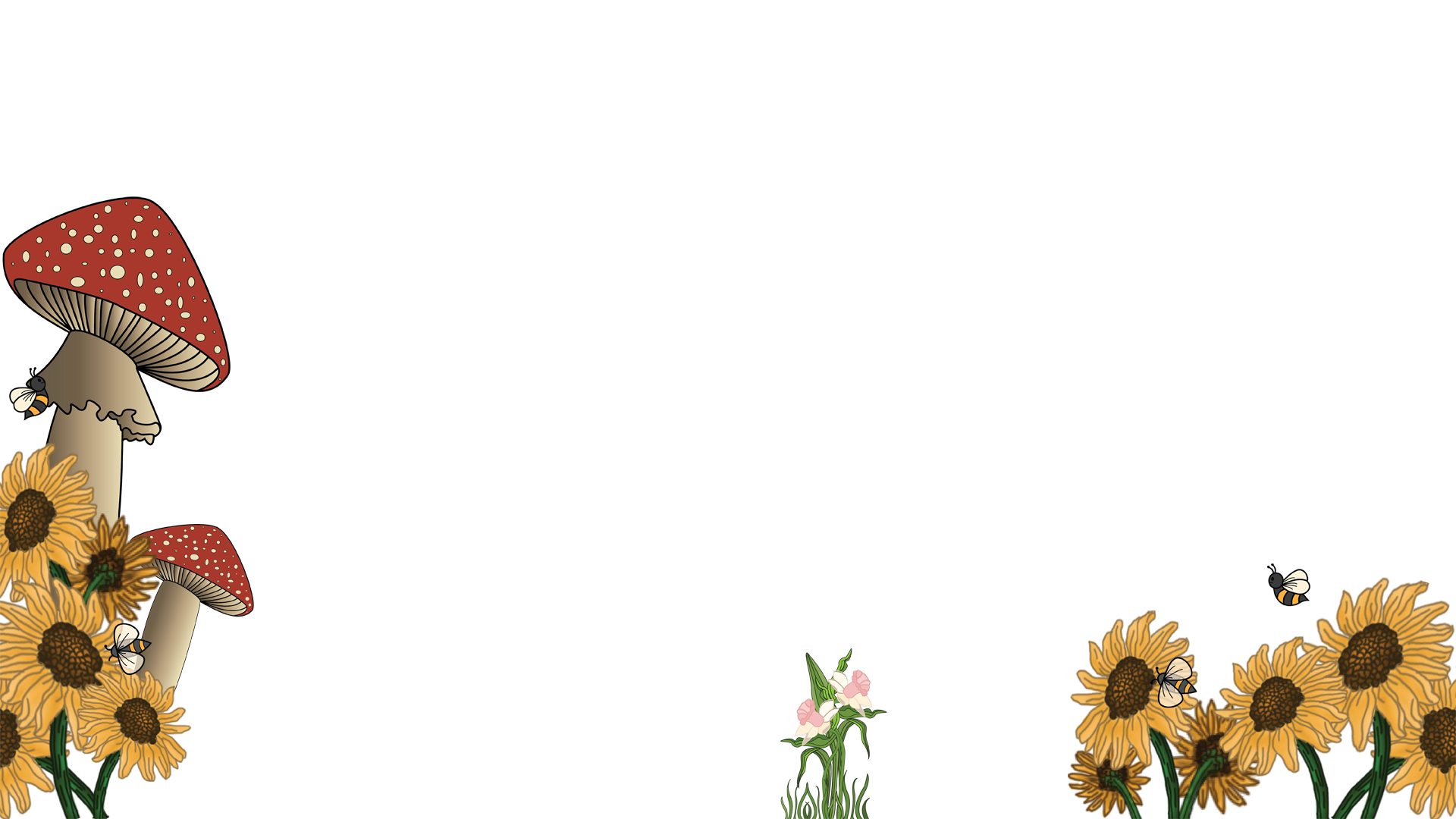 Foreground layer with decorative plants and fauna